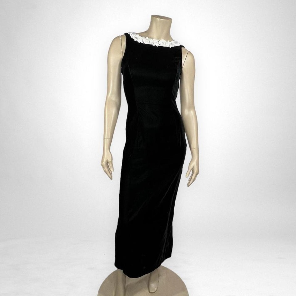 Vintage SCOTT MCLINTOCK‎ Velvet Sleeveless Black Maxi Dress 4 - Picture 2 of 8